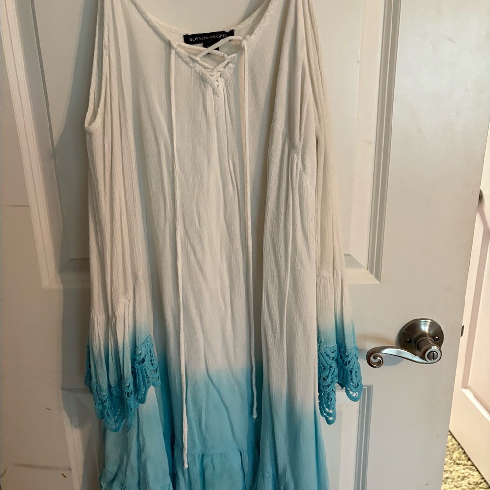 Boston Proper White and Blue Ombre Dress